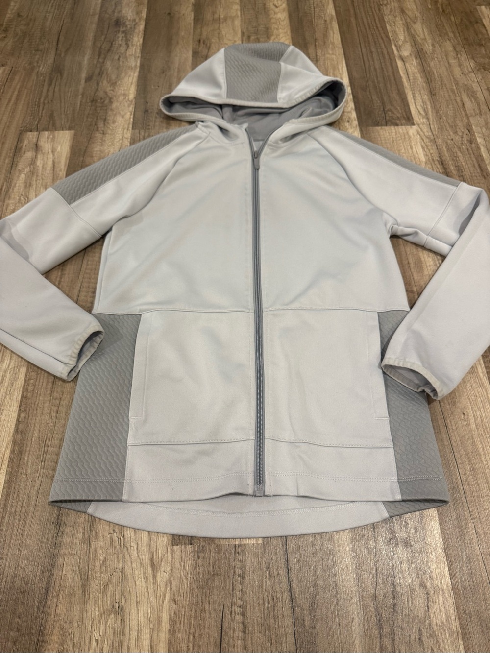 all in motion Light Gray Quilted-Panel Hooded Zip Jacket